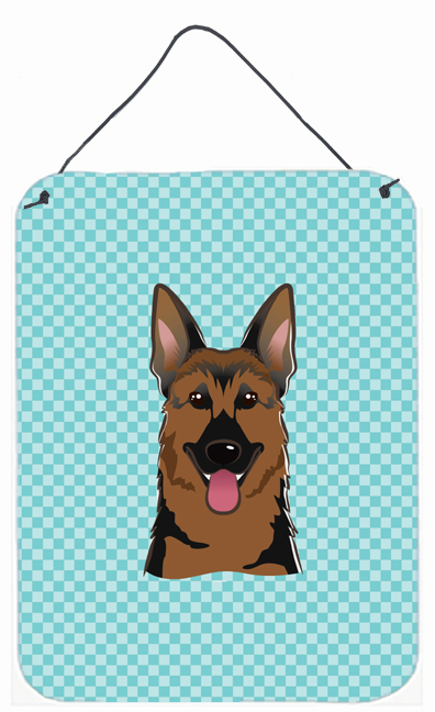Checkerboard Blue German Shepherd Wall and Door Hanging Prints