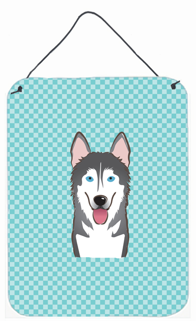 Checkerboard Blue Alaskan Malamute Wall and Door Hanging Prints