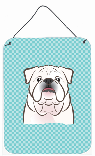 BB1158DS1216 Checkerboard Blue White English Bulldog Wall and Door Hanging Prints