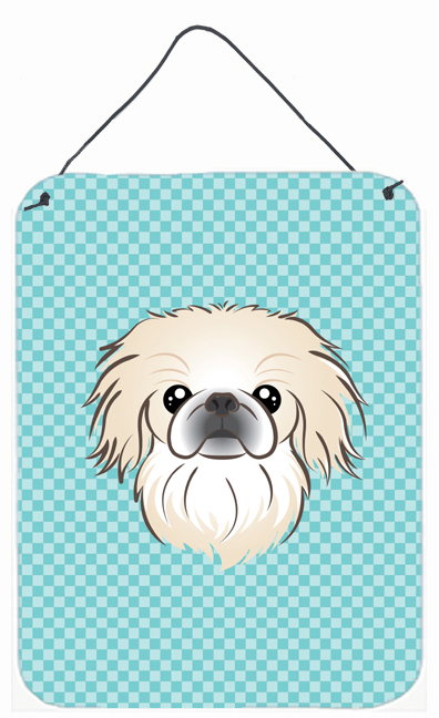 Checkerboard Blue Pekingese Wall and Door Hanging Prints