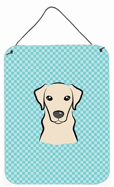 Checkerboard Blue Yellow Labrador Wall and Door Hanging Prints