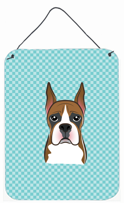 Checkerboard Blue Boxer Wall and Door Hanging Prints