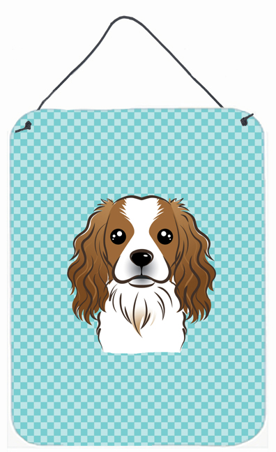 Checkerboard Blue Cavalier Spaniel Wall and Door Hanging Prints