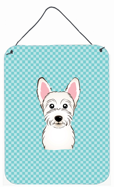 Checkerboard Blue Westie Wall and Door Hanging Prints