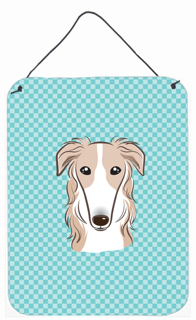 Checkerboard Blue Borzoi Wall and Door Hanging Prints