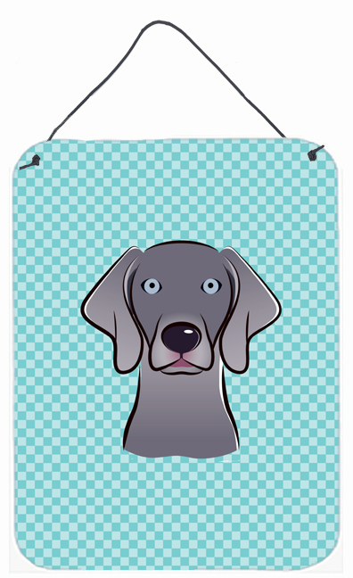 Checkerboard Blue Weimaraner Wall and Door Hanging Prints