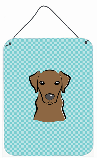 Checkerboard Blue Chocolate Labrador Wall and Door Hanging Prints