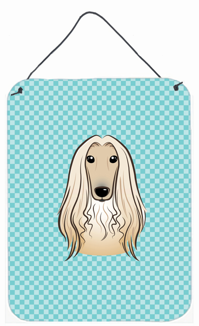Checkerboard Blue Afghan Hound Wall and Door Hanging Prints
