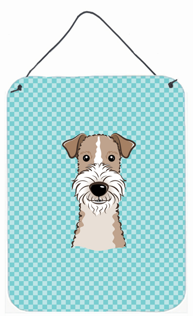 Checkerboard Blue Wire Haired Fox Terrier Wall and Door Hanging Prints