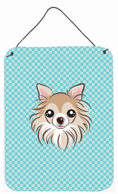 Checkerboard Blue Chihuahua Wall and Door Hanging Prints