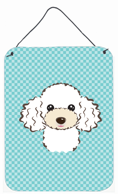 BB1195DS1216 Checkerboard Blue White Poodle Wall and Door Hanging Prints