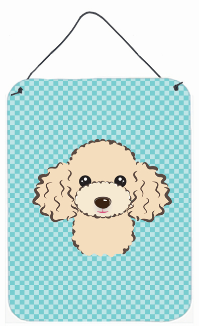 Checkerboard Blue Buff Poodle Wall and Door Hanging Prints