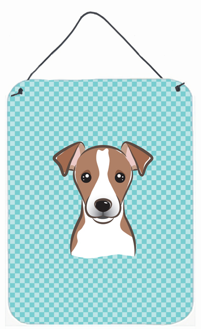 BB1198DS1216 Checkerboard Blue Jack Russell Terrier Wall and Door Hanging Prints