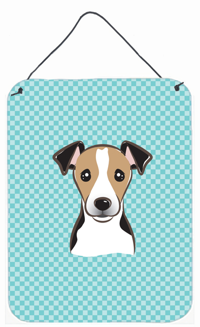 Checkerboard Blue Jack Russell Terrier Wall and Door Hanging Prints