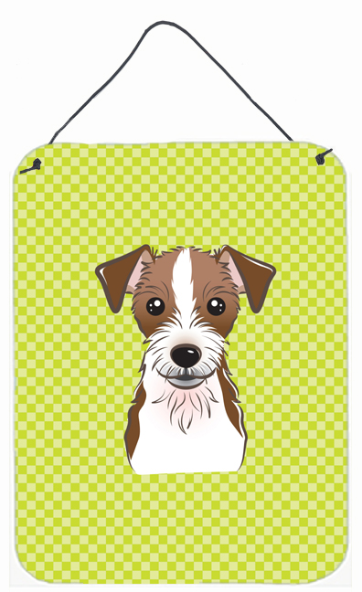Checkerboard Lime Green Jack Russell Terrier Wall and Door Hanging Prints