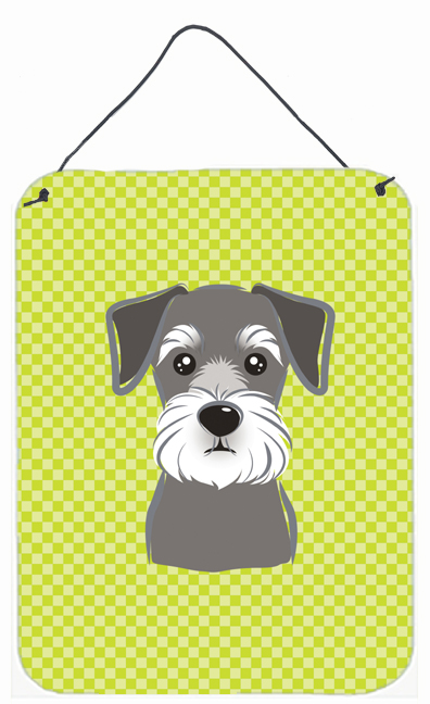 Checkerboard Lime Green Schnauzer Wall and Door Hanging Prints