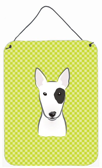 Checkerboard Lime Green Bull Terrier Wall and Door Hanging Prints