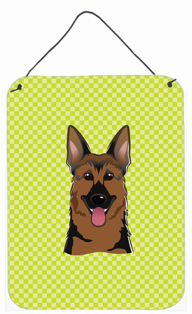 Checkerboard Lime Green German Shepherd Wall and Door Hanging Prints