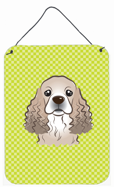 Checkerboard Lime Green Cocker Spaniel Wall and Door Hanging Prints