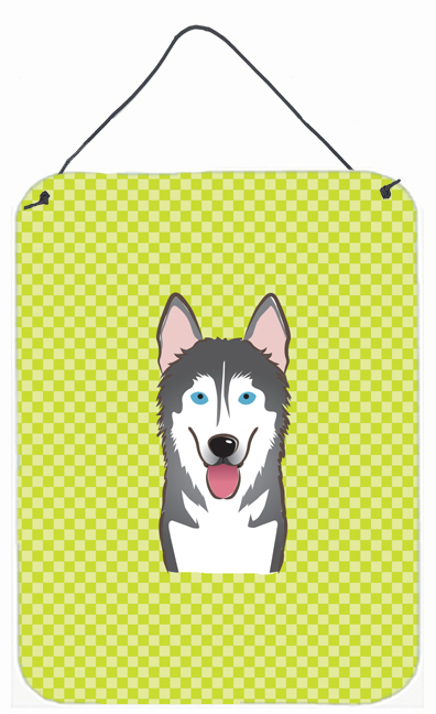 Checkerboard Lime Green Alaskan Malamute Wall and Door Hanging Prints