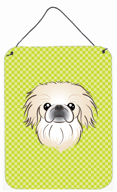 Checkerboard Lime Green Pekingese Wall and Door Hanging Prints