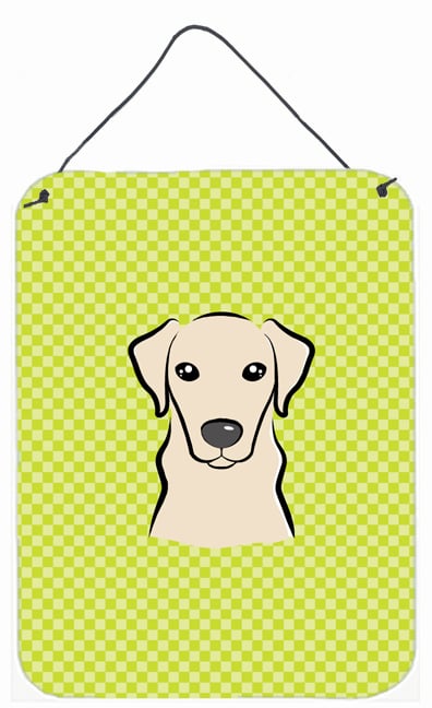 Checkerboard Lime Green Yellow Labrador Wall and Door Hanging Prints