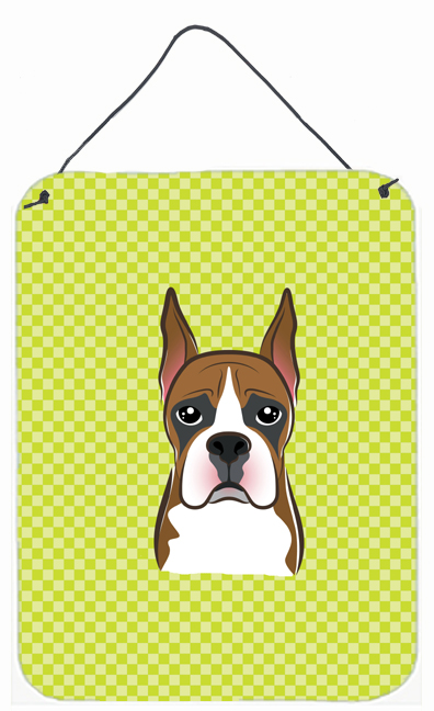 Checkerboard Lime Green Boxer Wall and Door Hanging Prints