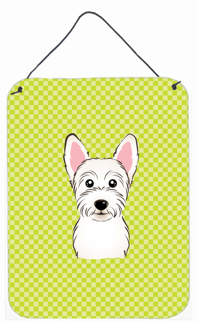 Checkerboard Lime Green Westie Wall and Door Hanging Prints