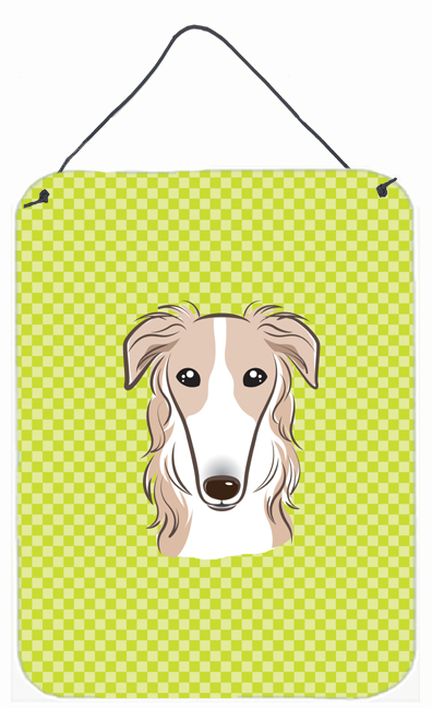 BB1290DS1216 Checkerboard Lime Green Borzoi Wall and Door Hanging Prints