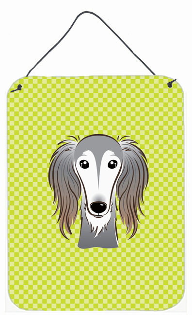 Checkerboard Lime Green Saluki Wall and Door Hanging Prints