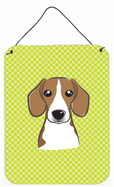 Checkerboard Lime Green Beagle Wall and Door Hanging Prints