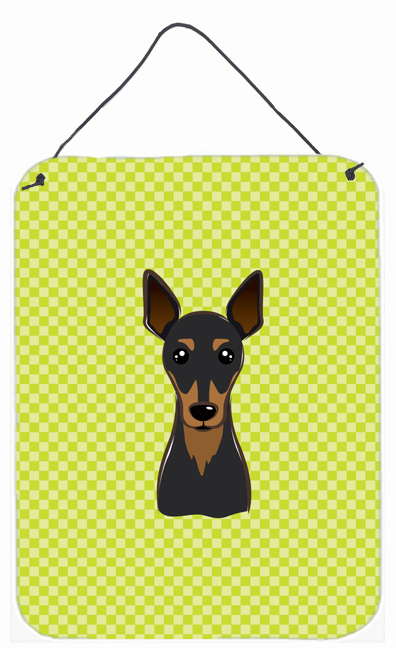 Checkerboard Lime Green Min Pin Wall and Door Hanging Prints
