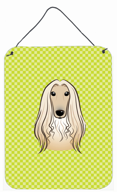 Checkerboard Lime Green Afghan Hound Wall and Door Hanging Prints