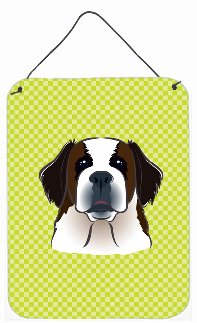 BB1308DS1216 Checkerboard Lime Green Saint Bernard Wall and Door Hanging Prints
