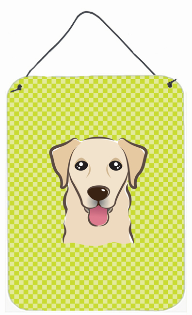 Checkerboard Lime Green Golden Retriever Wall and Door Hanging Prints