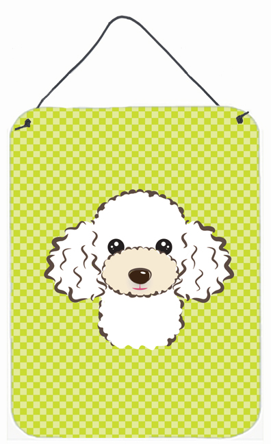Checkerboard Lime Green White Poodle Wall and Door Hanging Prints