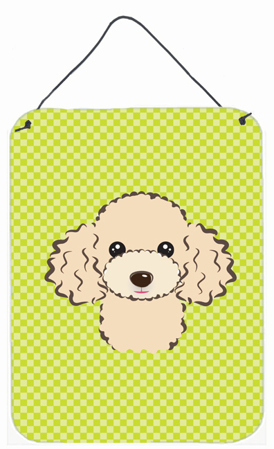 Checkerboard Lime Green Buff Poodle Wall and Door Hanging Prints