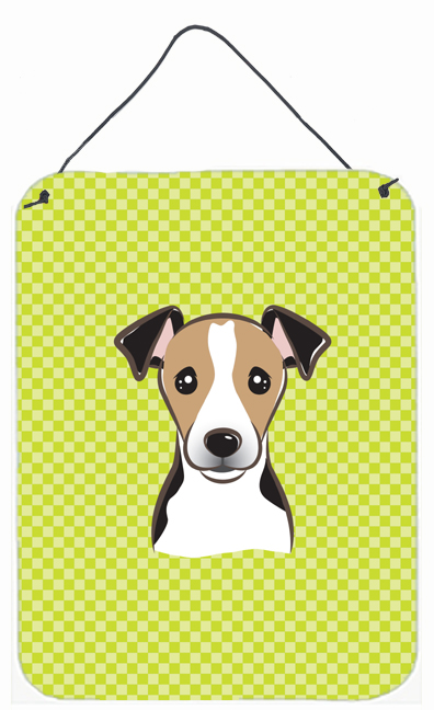 Checkerboard Lime Green Jack Russell Terrier Wall and Door Hanging Prints