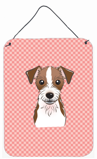Checkerboard Pink Jack Russell Terrier Wall and Door Hanging Prints