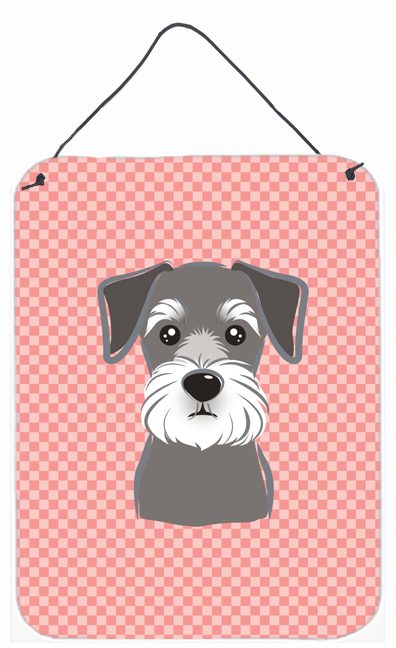 Checkerboard Pink Schnauzer Wall and Door Hanging Prints