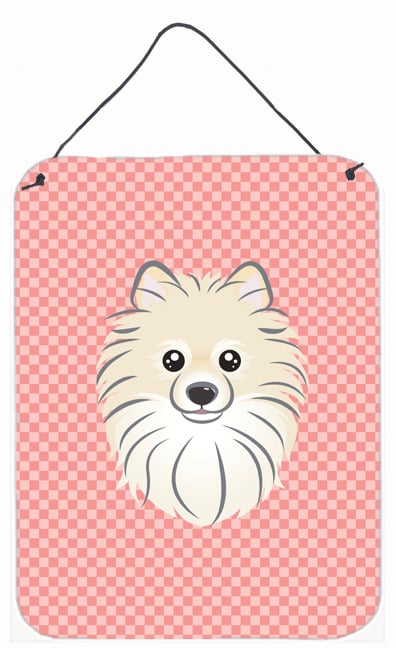 Checkerboard Pink Pomeranian Wall and Door Hanging Prints