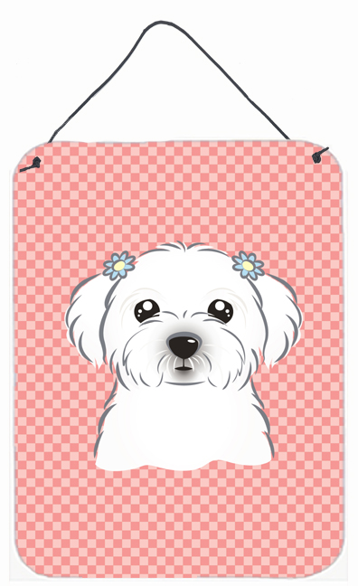 Checkerboard Pink Maltese Wall and Door Hanging Prints