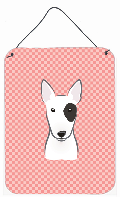 Checkerboard Pink Bull Terrier Wall and Door Hanging Prints