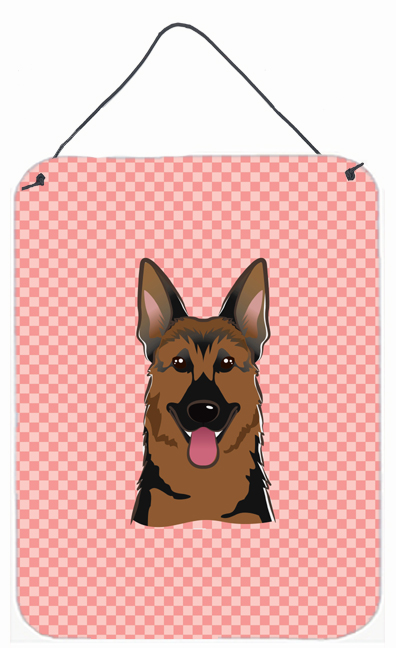 Checkerboard Pink German Shepherd Wall and Door Hanging Prints
