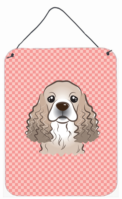 Checkerboard Pink Cocker Spaniel Wall and Door Hanging Prints