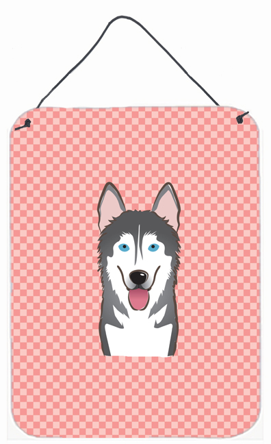 Checkerboard Pink Alaskan Malamute Wall and Door Hanging Prints
