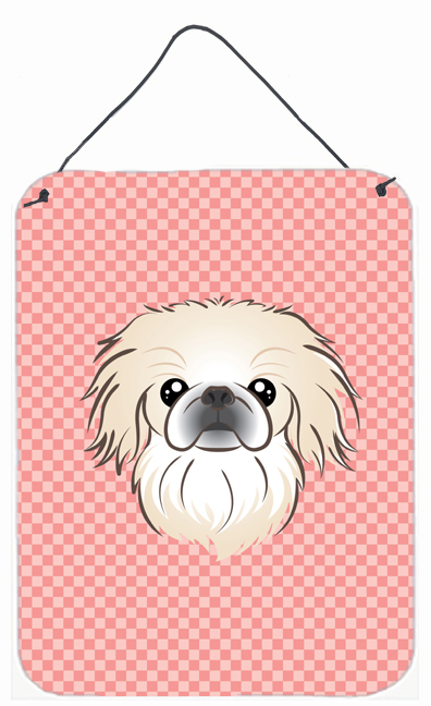 Checkerboard Pink Pekingese Wall and Door Hanging Prints