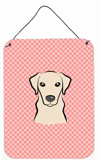 Checkerboard Pink Yellow Labrador Wall and Door Hanging Prints