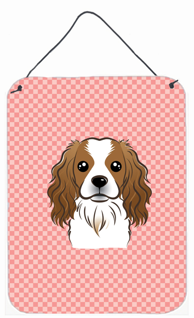 Checkerboard Pink Cavalier Spaniel Wall and Door Hanging Prints