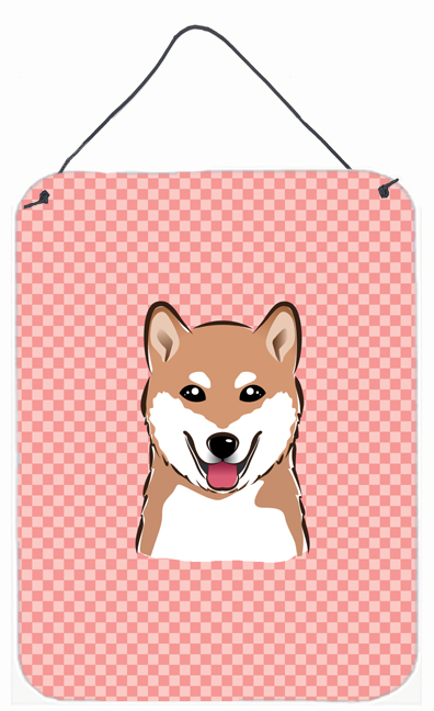 Checkerboard Pink Shiba Inu Wall and Door Hanging Prints